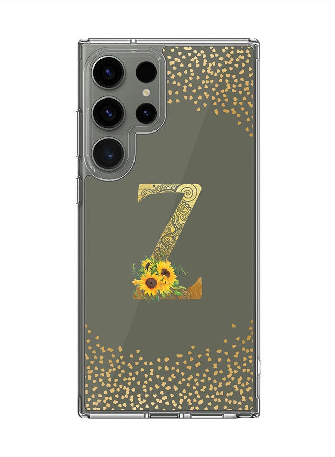 Stylizedd Classic Clear Case for Samsung Galaxy S25 Ultra ,Hybrid Soft Transparent Cover Custom Monogram Initial Letter Floral Pattern Alphabet -Z (Olive Green) - Image 1
