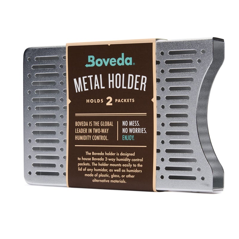 Boveda Brushed Aluminum Humidity Pack Holder â€“ For Use With Two Size 60 Boveda Pack (Sold Separately) - Space Saving - Includes Magnetic and Removable Tape Mounting Kits â€“ 1 Count - Image 1
