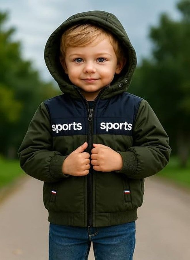 Krystle Boys Woolen Hooded Winter Jacket - Soft, Warm & Comfortable Outerwear (Green,2-3 Years) - Image 2