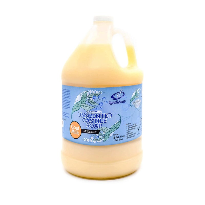LandLSoap Goat Milk Unscented Pure Castile Soap Liquid for Face Hand Body WashVegan NonGMO Made in USA All Skin Types Dry Sensitive Skin 1 Gallon - Image 1