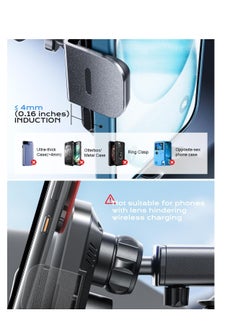 CHGeek CHGeek Wireless Car Charger, 15W Fast Charging Auto Clamping Car Charger Phone Mount Phone Holder fit for iPhone 15 14 13 12 11 Pro Max Xs, Samsung Galaxy S24 Ultra S23 S22 S21, S20, S10+, Black  - Image 2