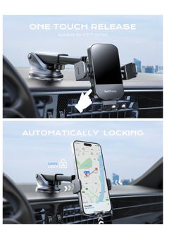 CHGeek CHGeek Wireless Car Charger, 15W Fast Charging Auto Clamping Car Charger Phone Mount Phone Holder fit for iPhone 15 14 13 12 11 Pro Max Xs, Samsung Galaxy S24 Ultra S23 S22 S21, S20, S10+, Black  - Image 4
