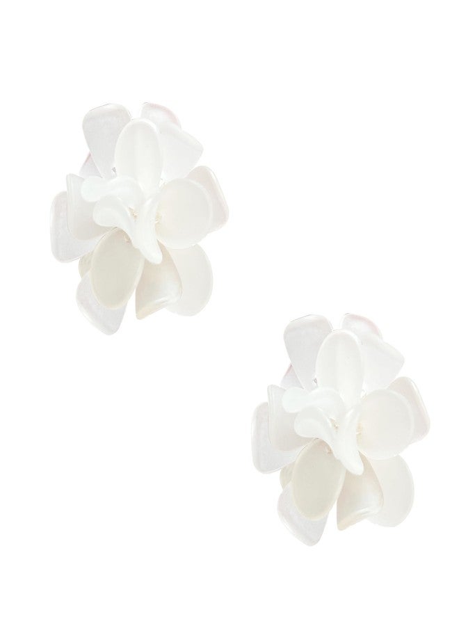 Anmpab Flower Cluster Earrings for Women Boho Statement Floral Bohemian Elegant Chic Dangle Unique Flower Earrings (White) - Image 1