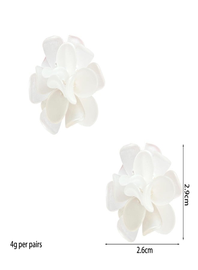 Anmpab Flower Cluster Earrings for Women Boho Statement Floral Bohemian Elegant Chic Dangle Unique Flower Earrings (White) - Image 4