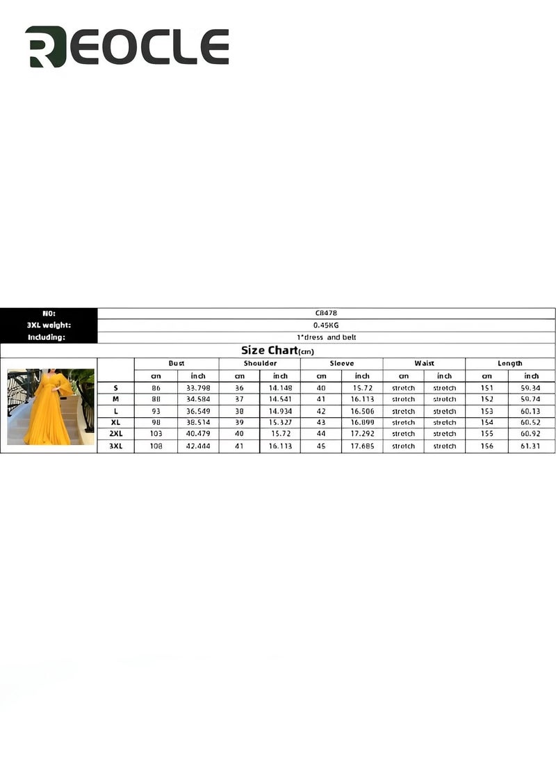 REOCLE Women's Maxi Elegant V Neck Cocktail Dress Wedding Evening Pleated A Line Rocker Swing Dress with Belt - Image 4