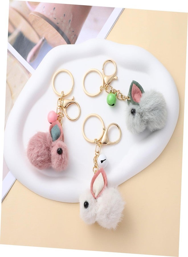 Amosfun 3 Pcs Plush Bunny Keychain Fluffy Rabbit Keychains Lanyards Cartoon Bag Pendants Car Keys Hanging Ornaments - Image 3