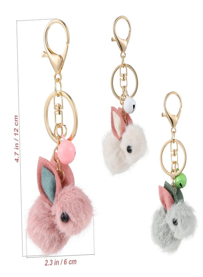 Amosfun 3 Pcs Plush Bunny Keychain Fluffy Rabbit Keychains Lanyards Cartoon Bag Pendants Car Keys Hanging Ornaments - Image 2