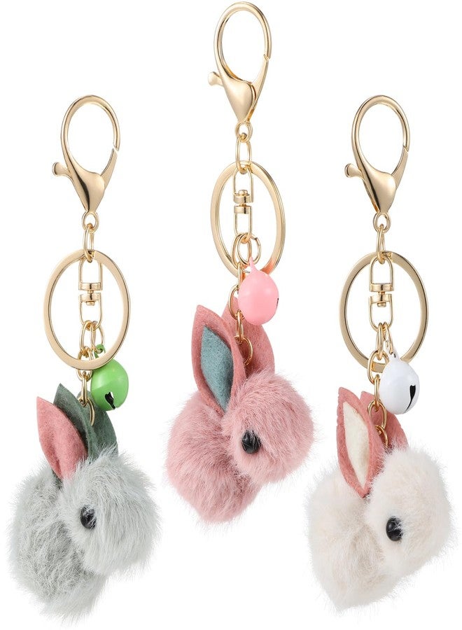 Amosfun 3 Pcs Plush Bunny Keychain Fluffy Rabbit Keychains Lanyards Cartoon Bag Pendants Car Keys Hanging Ornaments - Image 1