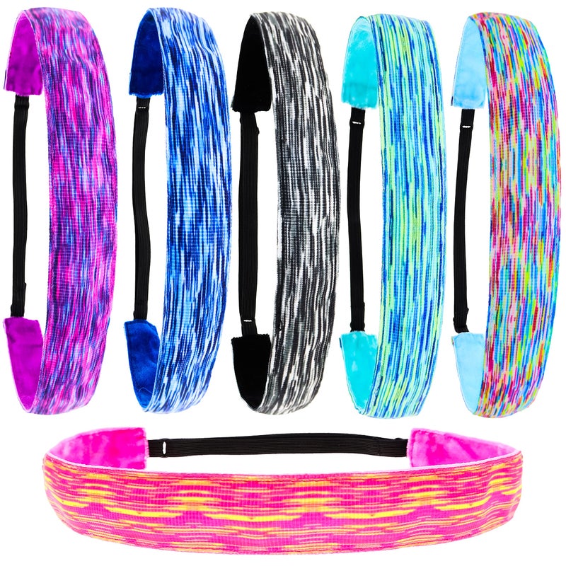 FROG SAC Headbands for Girls 6 Adjustable No Slip Head Bands for Kids Athletic Sport Hair Bands for Women Stretch Elastic Workout Headband Hair Accessories Multicolor 5 Universal