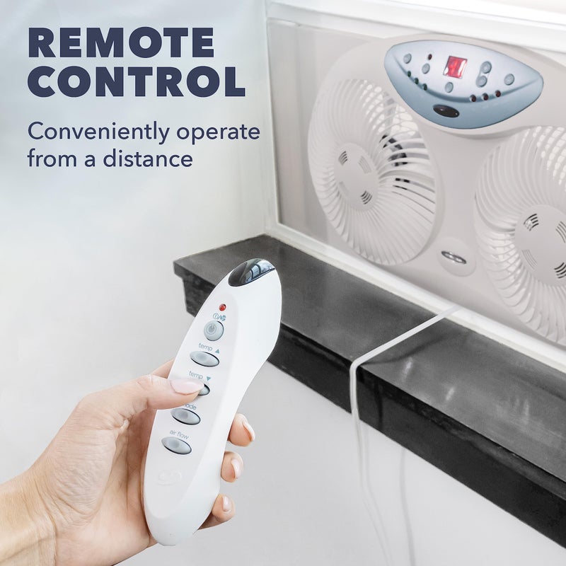 Bionaire Window Fan with Reversible Airflow Blades â€“ 3-Speed Settings, Programmable Thermostat, LED Display, Remote Control, Fits 24â€“36" Windows, No Assembly Required - Image 5