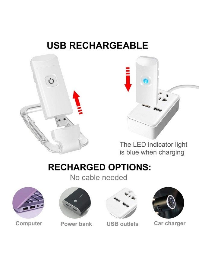 Beauenty Book Reading Light Rechargeable Book Light,Reading Lights for Books in Bed,LED Clip on Reading Light, Small Book Light for Kids, Brightness Adjustable for Eye Protection-White - Image 4