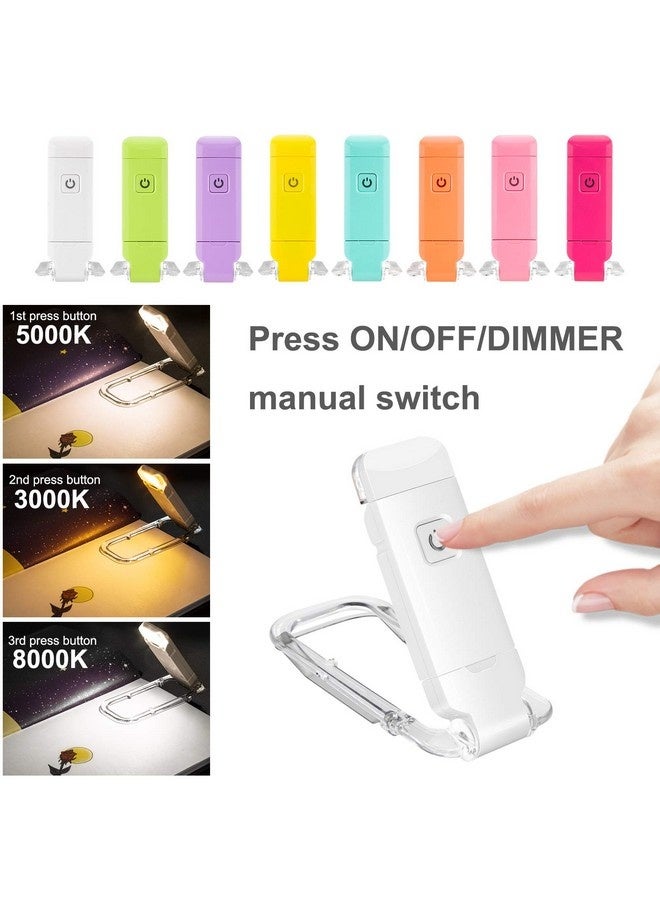 Beauenty Book Reading Light Rechargeable Book Light,Reading Lights for Books in Bed,LED Clip on Reading Light, Small Book Light for Kids, Brightness Adjustable for Eye Protection-White - Image 2