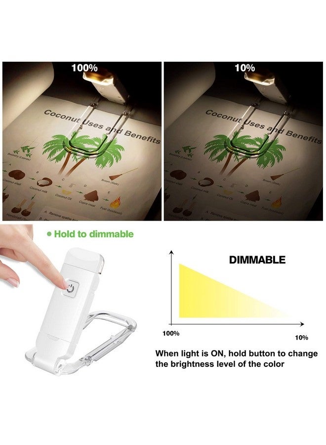 Beauenty Book Reading Light Rechargeable Book Light,Reading Lights for Books in Bed,LED Clip on Reading Light, Small Book Light for Kids, Brightness Adjustable for Eye Protection-White - Image 3