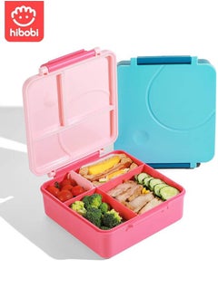 hibobi Portable Kids Lunch Box with Food Grade Stainless Steel, 3-Compartment Large Storage Space and 1 Extra Rice Bowl, Leak proof, Microwave, Dishwasher, Freezer Safe, Bpa-Free, Pink  - Image 3
