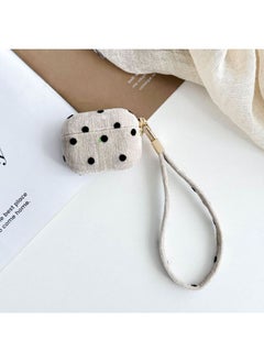 Suitable For AppleAirpods Pro2 Protective Cover Cloth Ripple Point Fine Velvet 4 Generation Bluetooth Headset Protective Cover Hard-Color:White Spots + Accessories Lanyard-Model:AirPods Pro