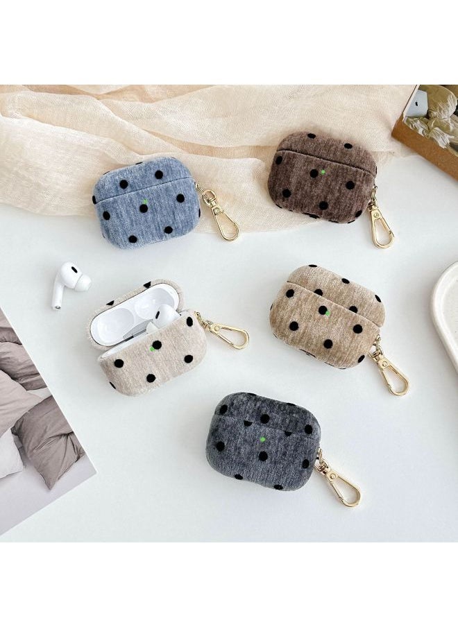 Generic - Suitable For AppleAirpods Pro2 Protective Cover Cloth Ripple Point Fine Velvet 4 Generation Bluetooth Headset Protective Cover Hard-Color:White Spots + Accessories Lanyard-Model:AirPods Pro - Image 1