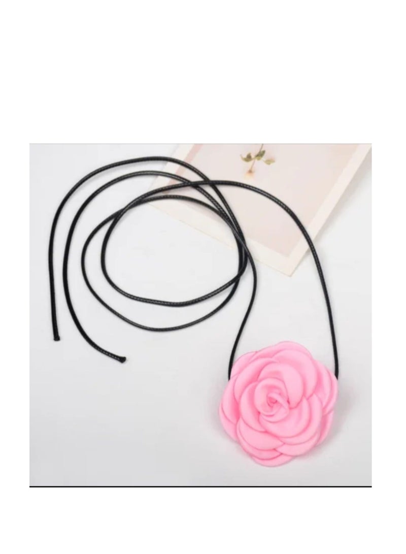 Rose Choker-Necklace In Pink - Image 1