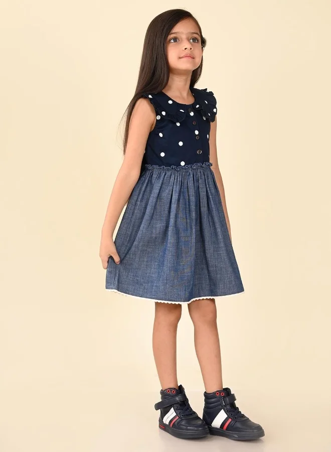 LILPICKS Polka Dot Denim Dress