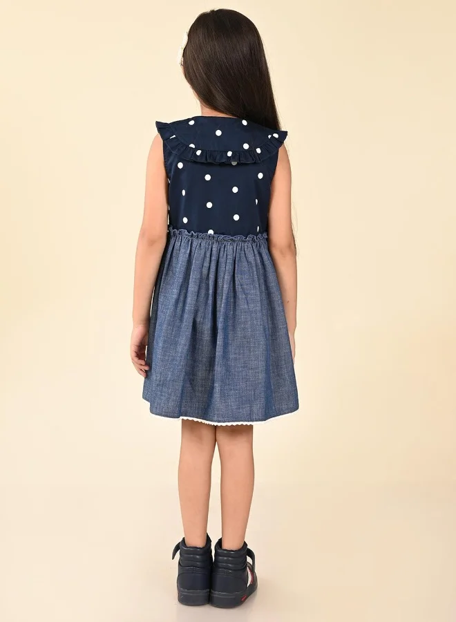 LILPICKS Polka Dot Denim Dress