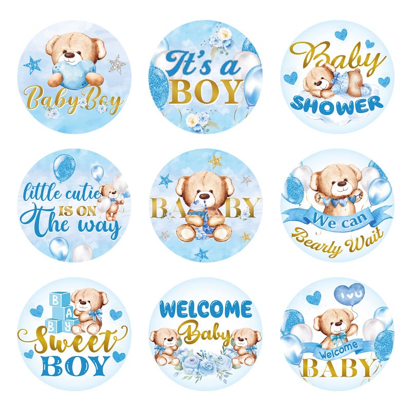 Clabby 504 Pieces Boy Girl Baby Shower Favors Stickers Mini Kisses Candy Stickers Chocolate Drop Labels Wrappers Little Cutie Baby Shower Decoration for Sprinkle Birthday PartyBlue Bear