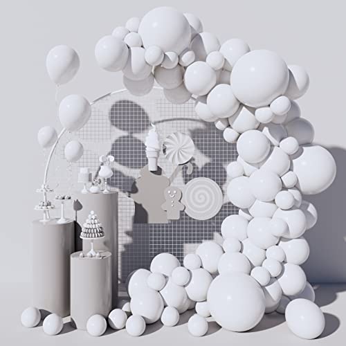 Moukiween 130PCS White Balloons Garland Arch Kit Different Sizes 18 12 10 5 Inch Latex Balloons for Baby Shower Wedding Birthday Party Decorations - Image 1