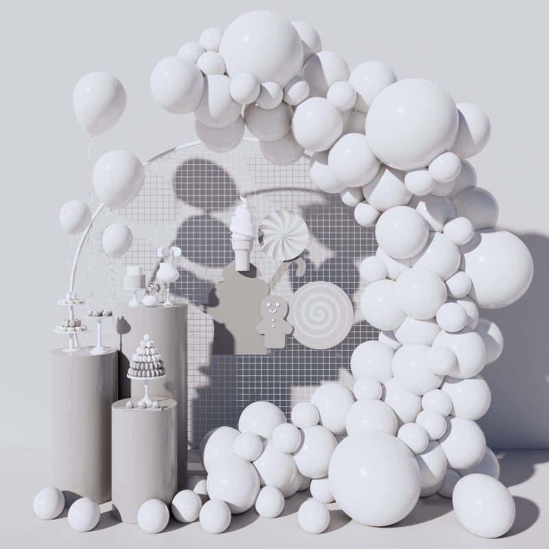 Moukiween 130PCS White Balloons Garland Arch Kit Different Sizes 18 12 10 5 Inch Latex Balloons for Baby Shower Wedding Birthday Party Decorations - Image 2