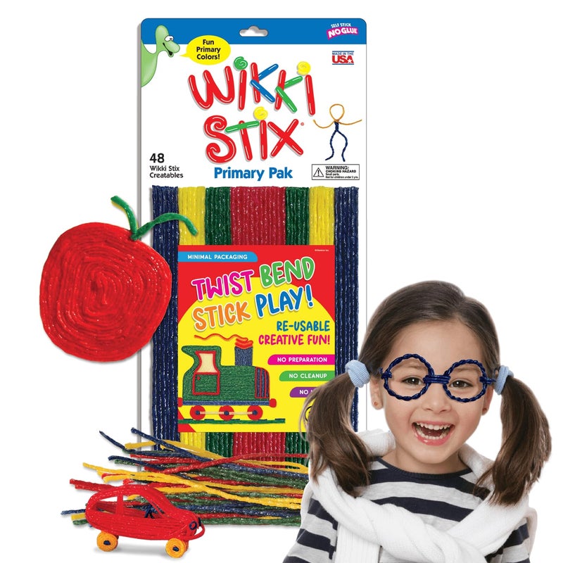 WikkiStix Arts & Crafts for Kids with Wikki Stix Primary Park of 48 Reusable Waxed Yarn Strands; Perfect Teaching Tool and Fidget Toy; Made in USA. - Image 1