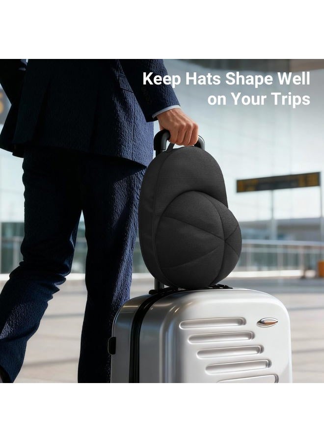 AOODA Hat Travel Case for Baseball Caps, Cap Carrier with Plastic Holder & Carrying Handle, Holds up to 6 Caps Hat Bag for Luggage, Suitcase (Black) - Image 2