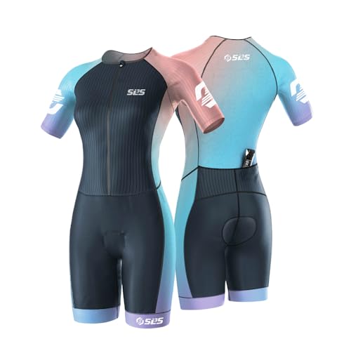 SLS3 Triathlon Suits Women Elite Aero Sleeved Tri Suit Women, Trisuit, Quick-Dry, Italian Chamois, Ready for Any Distance (Sky, X-Small) - Image 1