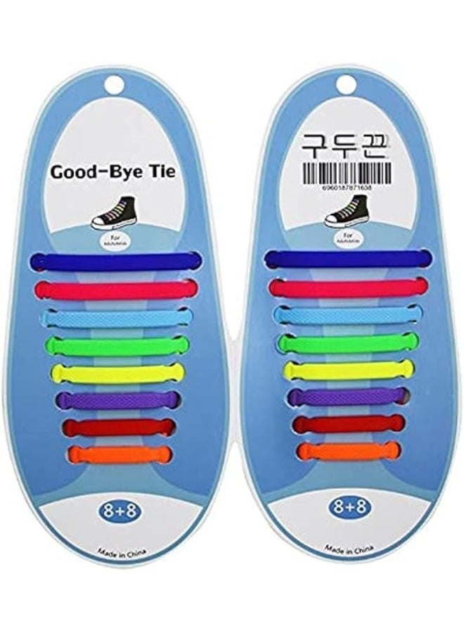 2 Pack 16pcs Elastic Shoelaces, Lazy Shoe Laces, Locking Laces for Adults, DIY for Sneakers, Running Shoes - Colorful - Image 1