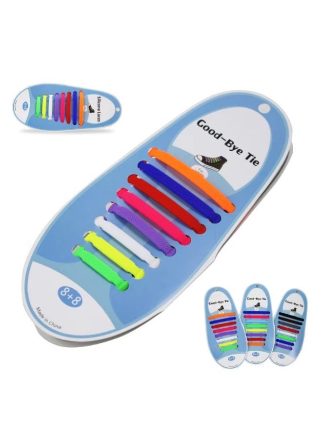 2 Pack 16pcs Elastic Shoelaces, Lazy Shoe Laces, Locking Laces for Adults, DIY for Sneakers, Running Shoes - Colorful - Image 2