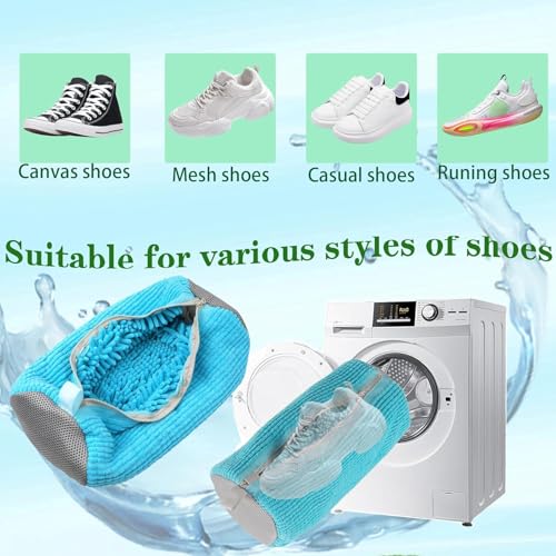 Glivary Shoe washing machine bag, Laundry shoe pouch for washer and dryer, Reusable and Durable Zipper Plush Washing Machine Bag for Sneakers, Delicates and Toys(Laundry Bag) (blue, pack of1) - Image 4