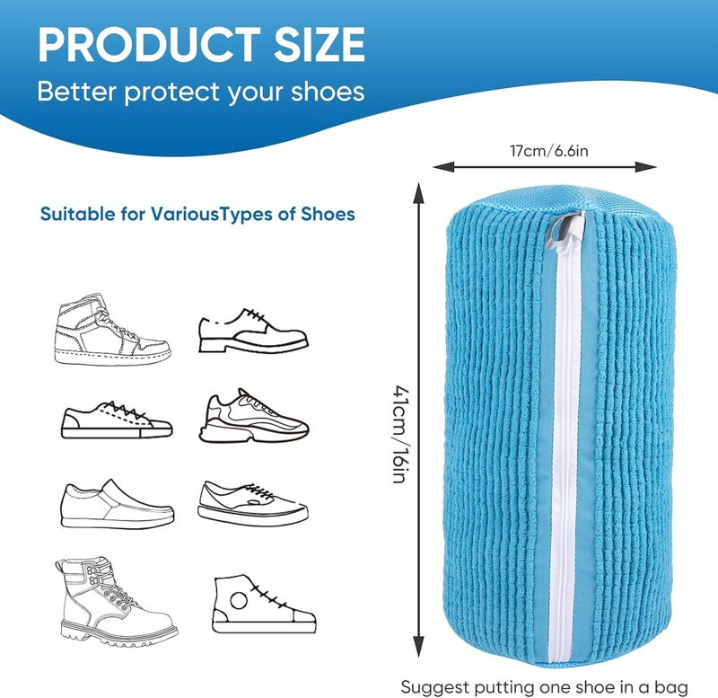 Glivary Shoe washing machine bag, Laundry shoe pouch for washer and dryer, Reusable and Durable Zipper Plush Washing Machine Bag for Sneakers, Delicates and Toys(Laundry Bag) (blue, pack of1) - Image 2