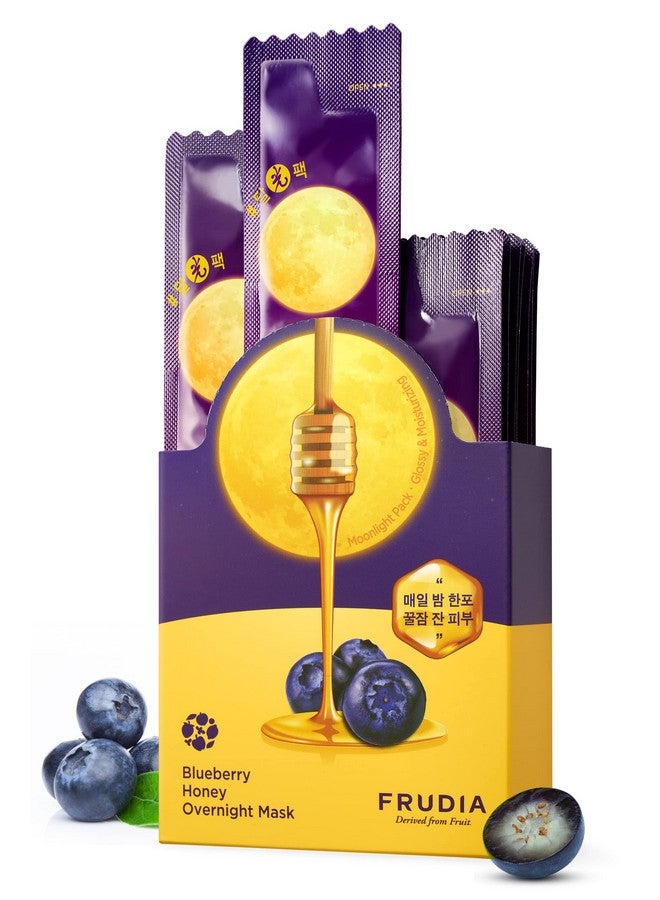 فروديا قناع الوجه الليلي فروديا ويلكوس بالعسل والتوت الأزرق، قناع كوري للعناية بالبشرة الجافة والباهتة، قناع مرطب للوجه بزيت بذور الفاكهة ومستخلصات التوت الأزرق والعسل (عبوة من 20 قطعة) - Image 1