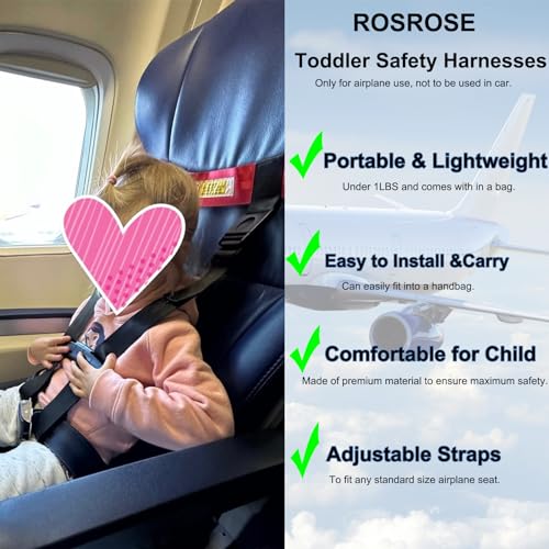 ROSROSE حزام أمان السفر بالطائرة للأطفال من ROSROSE، ملحقات السفر بالطائرة للأطفال الصغار، جهاز مقعد الطيران للأطفال، حزام تقييد السفر للحفاظ على سلامة طفلك (غير مناسب للمركبات) - Image 2