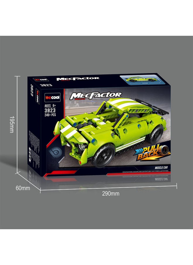 Generic - Diku Building Block Technology Mechanical Width Special GT Pull Back Function Assembled Formula Racing Model Boy Toy Gift-Color:3823/muscle Racing - Image 1