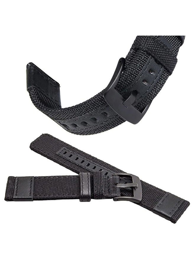 JBR Premium Nylon Weave Replacement Strap Canvas Fabric with Genuine Leather Quick Release Military Field Watch Band Unisex, Choice of Color and Width 20mm, 22mm, 24mm (Black, 22mm) - Image 5