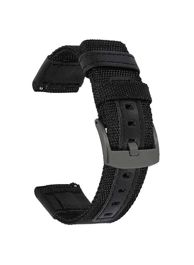 JBR Premium Nylon Weave Replacement Strap Canvas Fabric with Genuine Leather Quick Release Military Field Watch Band Unisex, Choice of Color and Width 20mm, 22mm, 24mm (Black, 22mm) - Image 1