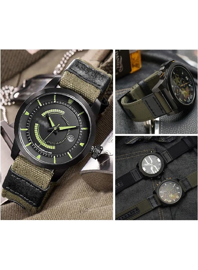 JBR Premium Nylon Weave Replacement Strap Canvas Fabric with Genuine Leather Quick Release Military Field Watch Band Unisex, Choice of Color and Width 20mm, 22mm, 24mm (Black, 22mm) - Image 4