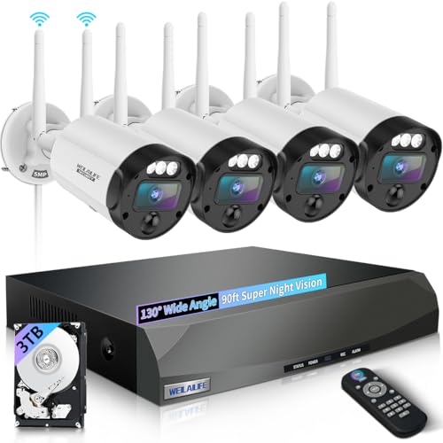 WEILAILIFE 【90 Days Storage】 Outdoor Wireless Security Camera System, Wireless Cameras for Home Security, WiFi Video Surveillance, Home Security Cameras Systems - Image 1