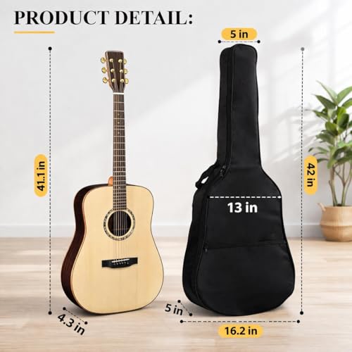 MOCKING BIRD Acoustic Guitar Bag for 38"–41" | Waterproof Guitar Case Cover with Guitar Picks | Lightweight & Durable Guitar Carry Bag for Acoustic & Electric Guitar, Students & Musicians - Image 2