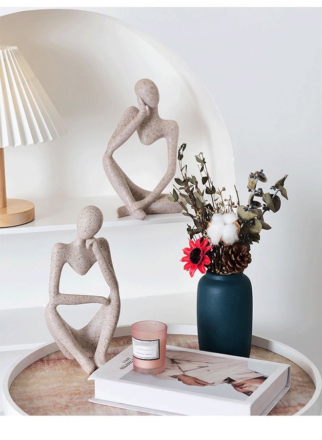Thinker Statues Home Decor Set of 3 Pcs Grey Resin Trendy Abstract Art Sculpture Collectible Figurines Home Office Bookshelf Bedrooms Living Room Coffee Shops Desktop Decoration Aesthetic Ornaments - Image 4