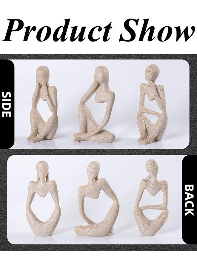 Thinker Statues Home Decor Set of 3 Pcs Grey Resin Trendy Abstract Art Sculpture Collectible Figurines Home Office Bookshelf Bedrooms Living Room Coffee Shops Desktop Decoration Aesthetic Ornaments - Image 2
