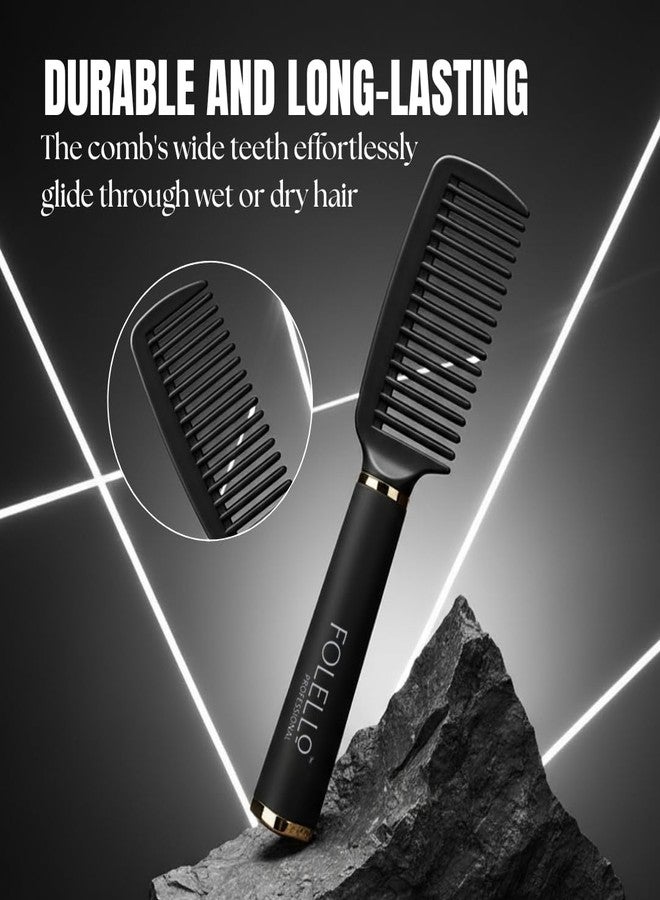 FOLELLO - Premium Detangling Hair Comb - Wide & Narrow Teeth Comb - Suitable for All Hair Types - Professional Hair Care - Comfortable & Durable Hair Comb - Image 4