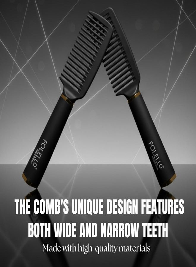 FOLELLO - Premium Detangling Hair Comb - Wide & Narrow Teeth Comb - Suitable for All Hair Types - Professional Hair Care - Comfortable & Durable Hair Comb - Image 2