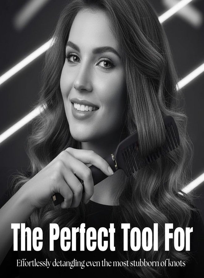 FOLELLO - Premium Detangling Hair Comb - Wide & Narrow Teeth Comb - Suitable for All Hair Types - Professional Hair Care - Comfortable & Durable Hair Comb - Image 3
