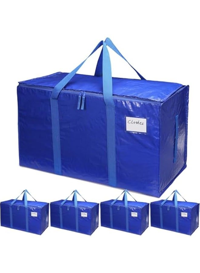 Beauenty Moving Bags 4Pcs, Extra Large Heavy Duty Storage Bag With Sturdy Handle Double Zipper, Water Resistant Foldable Storage Totes Clothes Organizer for Camping Packing Storing College Dorms, 90L - Image 1