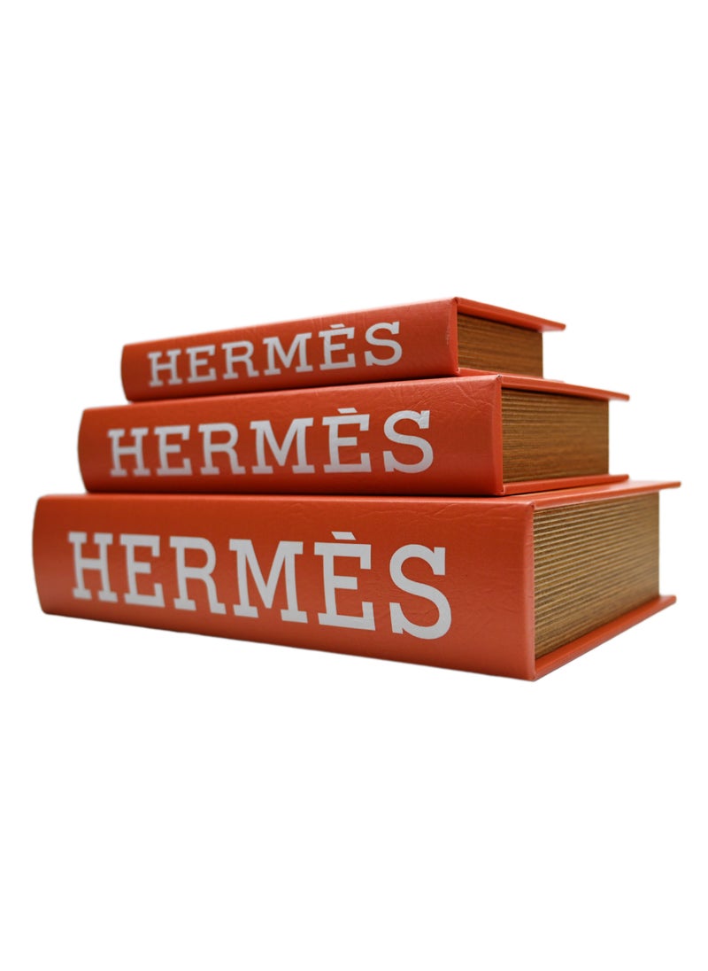 Generic - 3-Piece Set Hermes Fake Book And Storage Box/ Bookshelf Decor/ Stackable Book Decor/ Secret Storage Box Faux Books / Faux Books For Decoration / Decor Books Gift For Friends & Family - Image 1