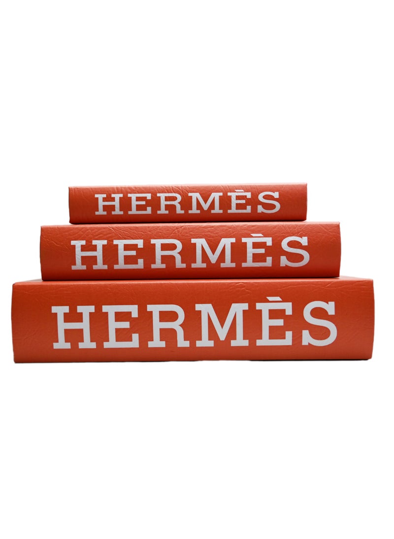 Generic - 3-Piece Set Hermes Fake Book And Storage Box/ Bookshelf Decor/ Stackable Book Decor/ Secret Storage Box Faux Books / Faux Books For Decoration / Decor Books Gift For Friends & Family - Image 1