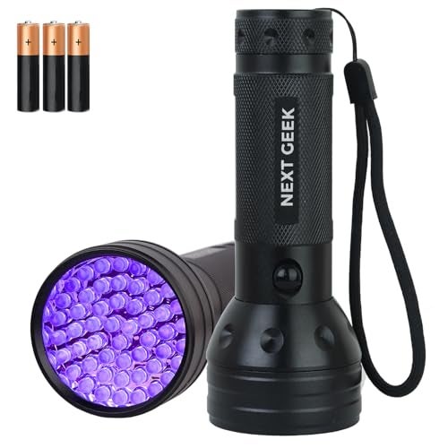 NEXT GEEK 51 LED UV Flashlight Ultraviolet Torch 395-400nm ip55 Water Resistant with 3xAA Battery Used for Pet Urine Detection, Dry Stains, Bed Bugs, Scorpions, Document Verification and Much More - Image 1
